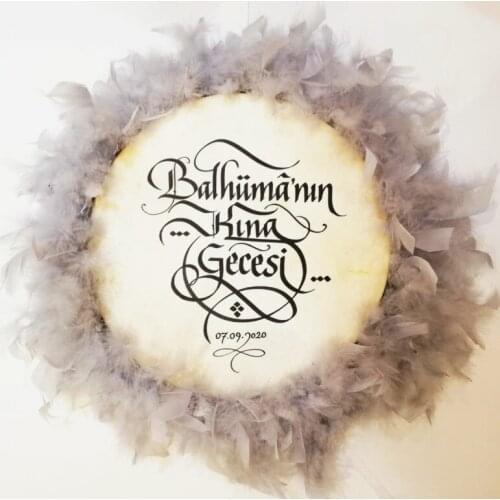Leather Tambourine 27 cm Name Written Medium Length Light Gray Shaggy (S27YAGTEF)