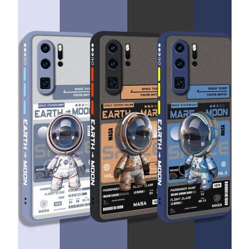 Space Astronaut Matte Translucent Phone Case For Huawei P40 P30 Mate 40 30 Nova 7 8 Pro Honor View 40 Silicone Hard Cover Coque