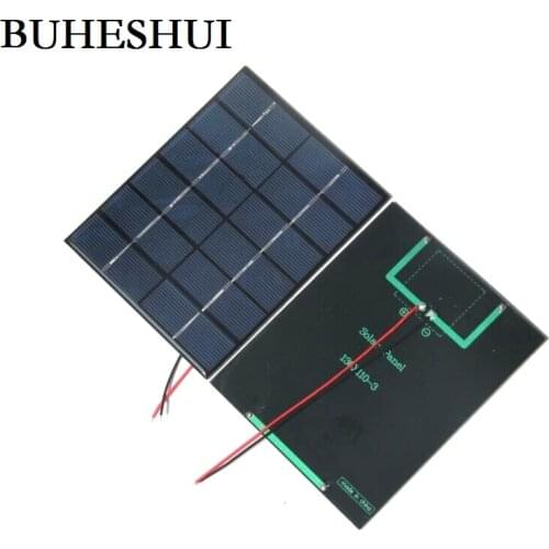 BUHESHUI 2W 6V Polycrystalline Solar Cell Module+Cable DIY Solar Panel Charger System For Battery LED Light Study 110*136*3MM