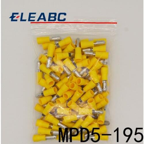 MPD5.5-195 MPD5-195 100PCS Bullet Shaped male Insulating Joint Wire Connector Electrical Crimp Terminal AWG12-10 MPD