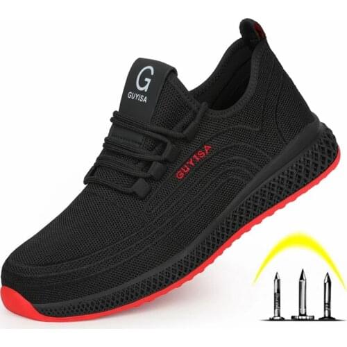 Air Mesh Steel Toe Safety Shoes Men Breathable Working Shoes Puncture-Proof Non-slip Safety Boots Lightweight Sneakers Drop ship