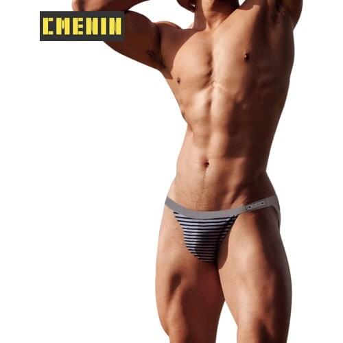 CMENIN Cotton Stripe Underpants Gay Men Sexy Mans Underwear Thong Men Jockstrap Low waist Men thong And G strings Cueca BS3119