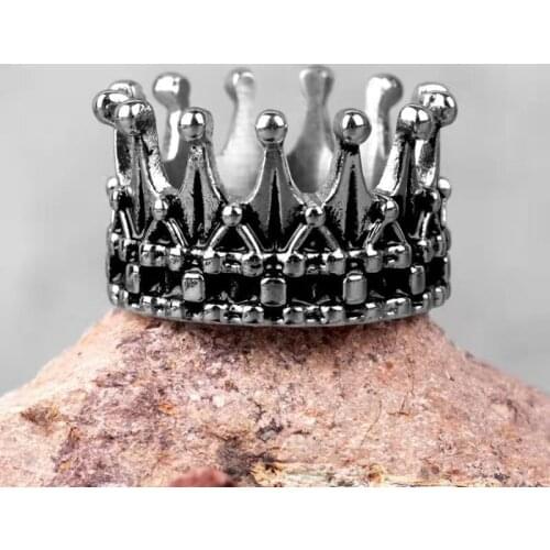 Retro Men Stainless Steel Royal King Crown Ring Knight Cross Rings Band Jewelry X7YA