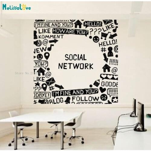 Social Network Wall Decals Various Office Patterns Vinyl Large Size Home Decor Art Murals Removable Collaborative Work YT2739