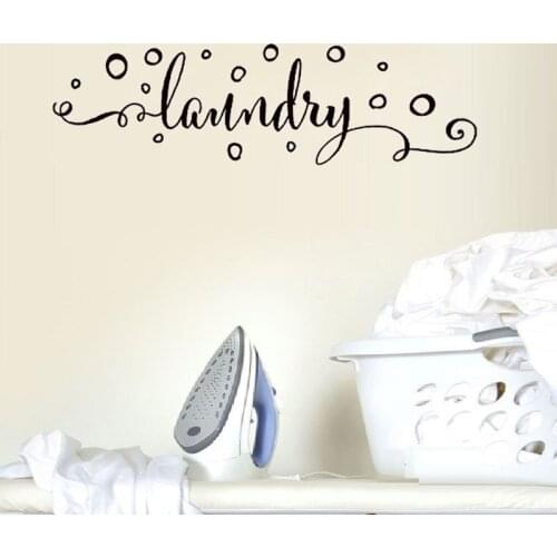 Laundry Room Wall Sticker Decoration Art Murals Vinyl Laundry Sign With Bubbles Decals For Home Wash Room Murals Wallpaper
