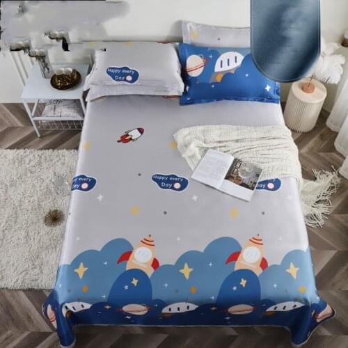 Rocket Space Printing 1.5/1.8/2.0M Bed Ice Silk Mat + Pillowcase, Suitable For Children, Students And Adolescents