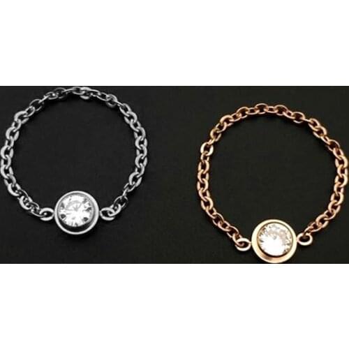 2016 New Popular Golden Plated Setting A Shining Cubic Zircon Fashion Chain Ring Knuckle Tail Rings Jewelry for Women