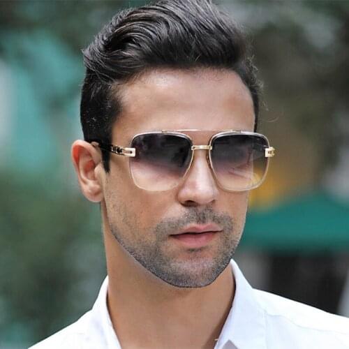 2021 New Square Sunglasses For Men Fashion Sunglasses Vintage Oculos De Sol Masculino Tide Zonnebril Heren Luxury Brown Glasses