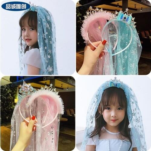 Headbands For Kids Girl Princess Hairbands Yarn Veil Crown Bow Knot Flower Child Hair Accessories Korean Handmade Wholesale