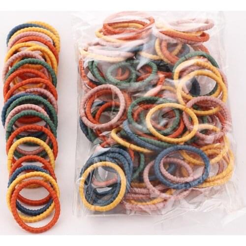 100 pcs/lot Colorful Elastic Hair Bands Nylon Small Hair Ties Children Ponytail Holder Headband for Kids Girls Hair Accessories