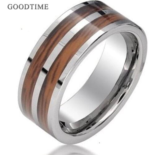 Luxury Tungsten Carbide Rings For Men Engagement Wedding Band Plane Double Groove Mahogany Tungsten Ring Jewelry Accessories