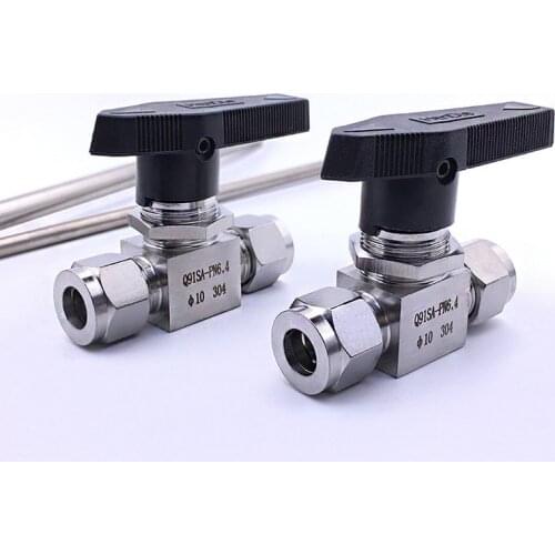 High Pressure Ball Valve Water Compression Oil Air Gas Fuel 3mm-12mm OD Tube SS304 Female thread Ball Valve