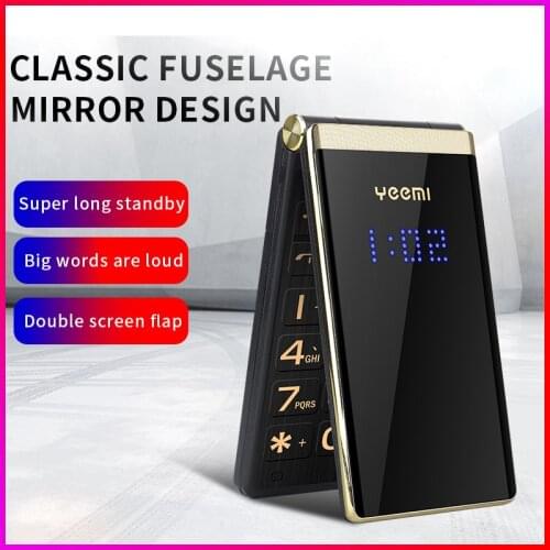 YEEMI Mirror Design M2+ WCDMA 3G Clamshell Phone With 2.84 Inch Vibration MP3 Bluetooth Dialer Flip Cell Phone For Olders