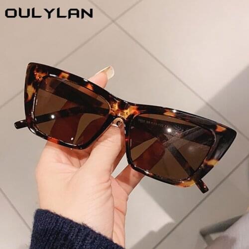 Oulylan Cat Eye Sunglasses Women Men Brand Desinger Vintage Sun Glasses Ladies Sunglass Green Clear Eyewear Leopard UV400
