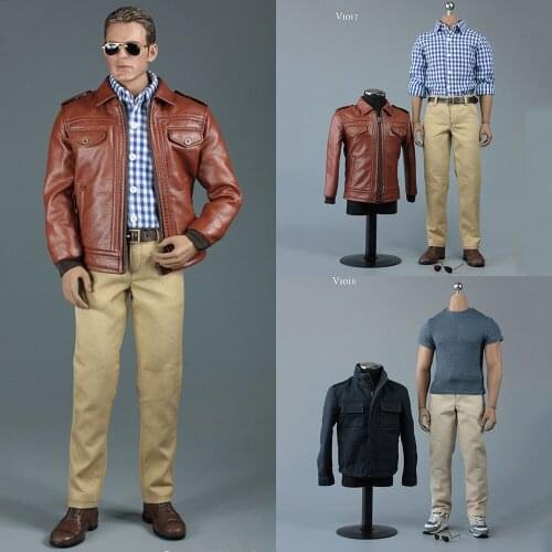 VORTOYS V1017 V1018 1/6 Soldier Retro Leather Jacket Tooling Jacket Set For 12'' Man Action Figure body