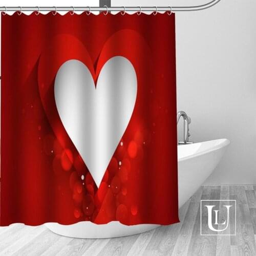 Custom Heart shaped Curtain Fabric Modern Shower Curtain bathroom beautiful Curtains Bath decor Polyester Cloth Waterproof