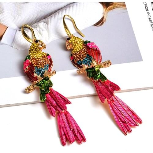 New Arrive Statement Long Bird-Shaped Earring High-quality Colorful Crystals Drop Earrings Fashion Jewelry Accessories For Women
