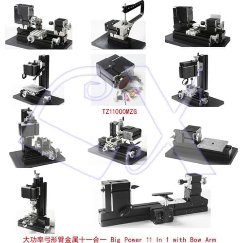 ZhouYu TZ10000MG 10 in 1 DIY BigPower Mini Metal lathe KIT, 60W 12000r/min Motor, Standardized children education,BEST Gift