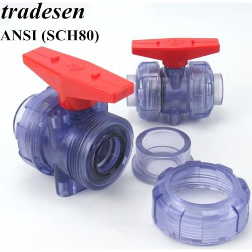 1pc ANSI 21.34-60.32mm Hi-quality Transparent UPVC Globe Valve Aquarium Fish Tank Garden Irrigation Union Ball Valve