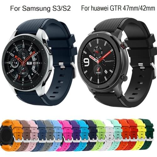 22 20mm For xiaomi Huami Amazfit GTR 47mm 42mm silicone smart watchband for Samsung Gear S3 S2 strap Replacement bracelet Strap