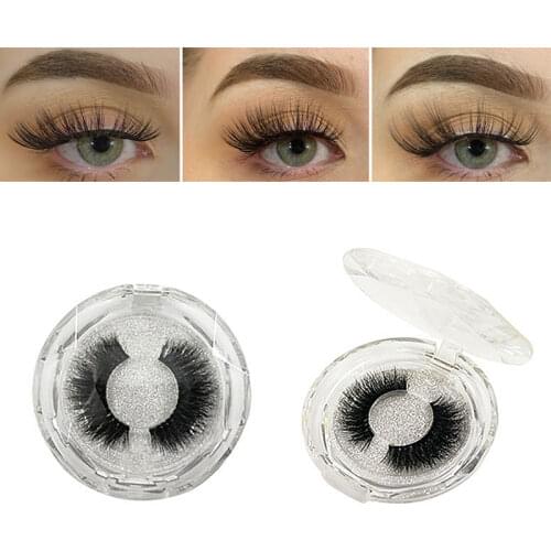 Fluffy Natural 3D Mink Three-Color Round Box With False Eyelashes Handmade Beauty Dramatic Eyelashes Can Be Wholesale Customized