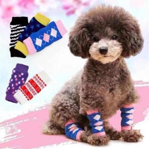 4Pcs/Set New Pet Socks Cover Joint Protection Dog Warm Knee Protector Anti-Skid Pet Leg Warmer Pet Supplies