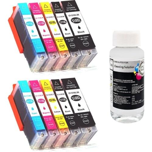 5 Color 550XL 551XL Replacement for Canon PGI-550 CLI-551 Ink Cartridges Compatible for PIXMA IP7250 IP8750 MX925 MG5650 IX6850