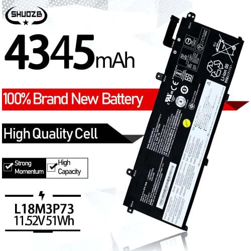L18L3P73 Laptop Battery 11.52V 51Wh For Lenovo ThinkPad T490 T495 P43s L18M3P72 L18L3P73 02DL007 L18C3P72 SB10T83122 5B10W13877