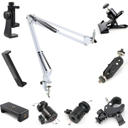 Live Streaming Vlogging Photography Equipment Accessory Ball Head Tripod Phone Mount Tablet Holder Pole Holder Mount For Phone