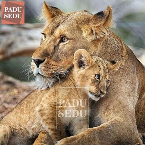 5d Diy Diamond Mosaic Embroidery Lioness Lion Mothers Love Full Square Diamond Painting Animals Pictures Rhinestones Home Decor