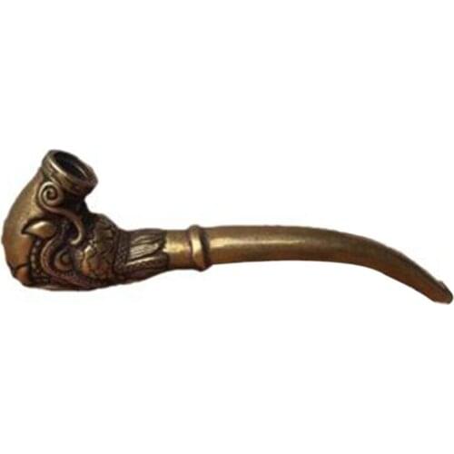 Antique Brass Smoking Pipe Bent Tobacco Tube Handmade Vintage Copper Home Decorations Ornaments