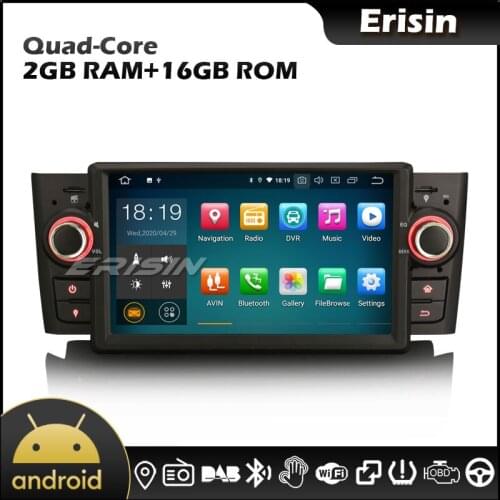 Erisin EU Warehouse 5123 7" Android 10.0 GPS TPMS OBD2 4G Can bus DAB Carplay Autoradio for Fiat Punto Linea