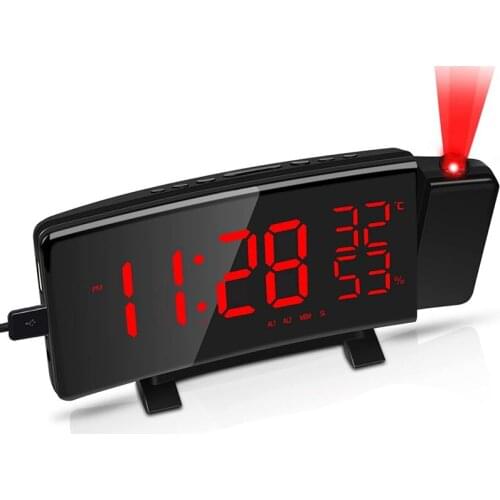 Alarm Clock,Projection Digital Clock with USB Charging Port,Bedside Clock Adjustable Brightness Screen Projector Office