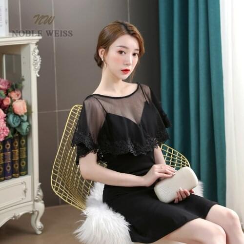 Black wedding Shawl bolero jackets for Bridal lace edge tulle Party Coat Bridal Wrap DYB069