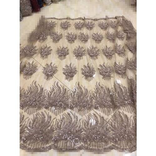 French Nigerian Lace Fabric ZH-666828 High Quality handmade beaded Tulle African Laces Fabric