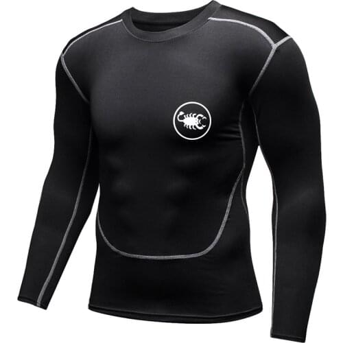 Running Shirt Men T-Shirt Long Sleeve Compression Gym T-Shirt Fitness Sport Shirt Men Printing Quick Drying Elastic Force Men