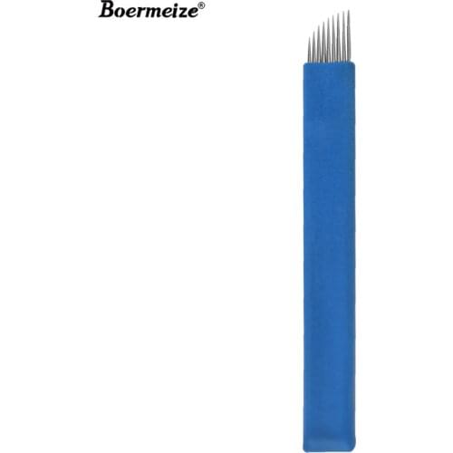 Tattoo needles 100pcs 9 pin Sterilized Stainless Steel 3D tattoo Embroidery Eyebrow Permanent Makeup Needles Blade Hot Sale