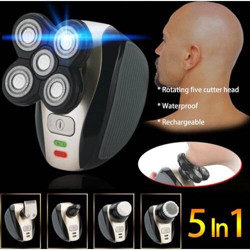 Kemei 5 in 1 Electric Shaver Men Nose Hair Trimmer Washable 4D Floating Blade Head Shaving Beard Trimmer Razor Nose Hair Cutter