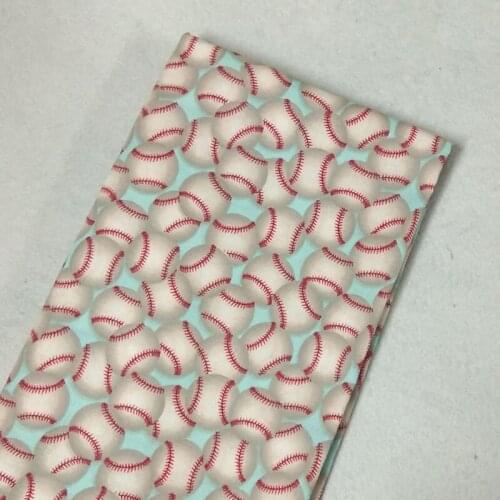 Pretty Vivid White Baseball Printed Cotton Fabric 50x105cm Sports Patchwork Cloth Dress Hat Bag Home Decoration