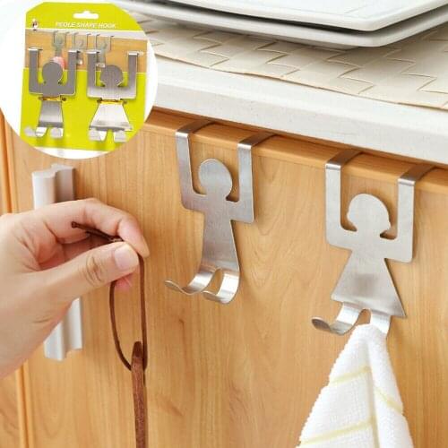 2pcs Creative Hooks For Hanging Cabinets Bag Cartoon Humanoid Door Back Hook Storage Hook Kitchen Bathroom Accessories Hot Sale