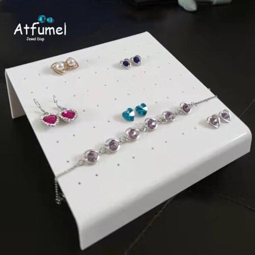 Creative Acrylic Earring Holder White 70 Holes Stud Earring Jewelry Organizer Storage Display Rack Bevel Stud Charm Box Case
