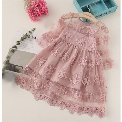 Girls Lace Flower Dress Baby Girl Clothes Kids Dresses For Girls Children Princess Party Flower Girls Wedding Clothing Size 3-8Y