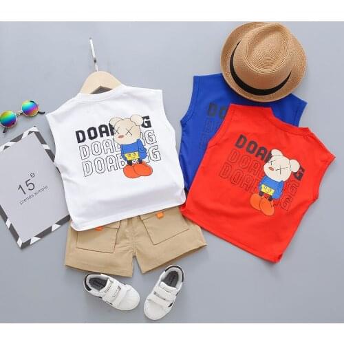 Fashion Baby Boy Girls Clothes Children Summer Cotton bear Vest Shorts 2Pcs/sets Infant Outfit Kid Leisure Toddler Tracksuits