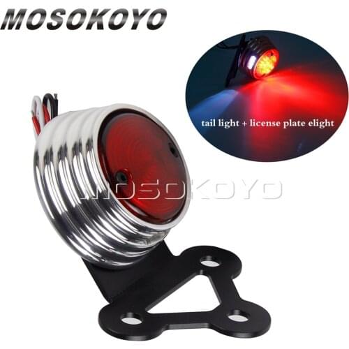 Motorcycle Stop Tail Brake Light 12v LED Taillight w/ License Plate Lamp for Sportster Harley Cruisers Cafe Racer Style Taillamp