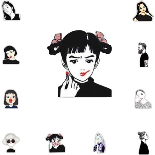 Cartoon Icons Cool Girl princess Icons Badge on Backpack Brooch Pins For Clothes Acrylic Badges for women man girls gift