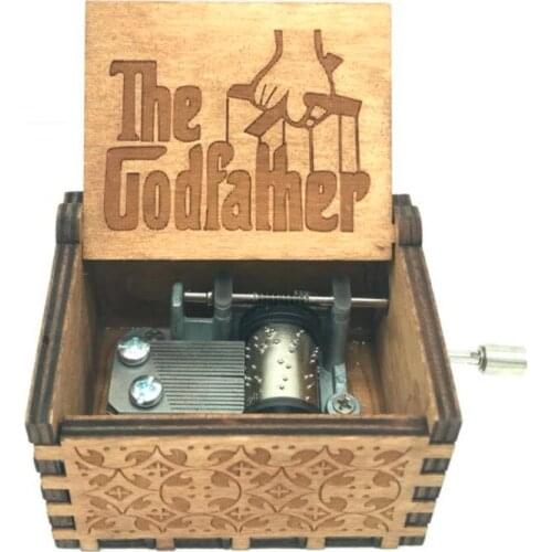 Movie theme The Godfather Music box Antique Carved wooden Speak softly love Musical Boxes kids birthday gifts toys caja musical
