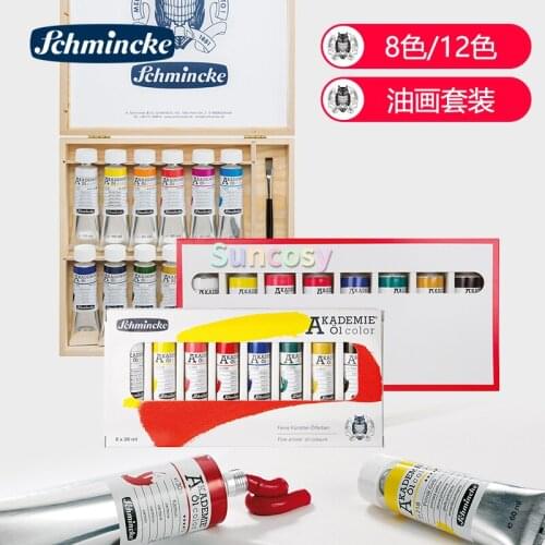 Schmincke Akademie Ol Color Wooden Box Oil Paint Set 12 X 60 ml, Fine Artists' Oil Colours set, Art supplies