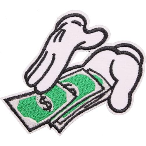 Counting Money Custom Embroidery Iron on Patches Twill Fabric Modern Unisex Applique Tshirts Hats Bags Application Accessaries