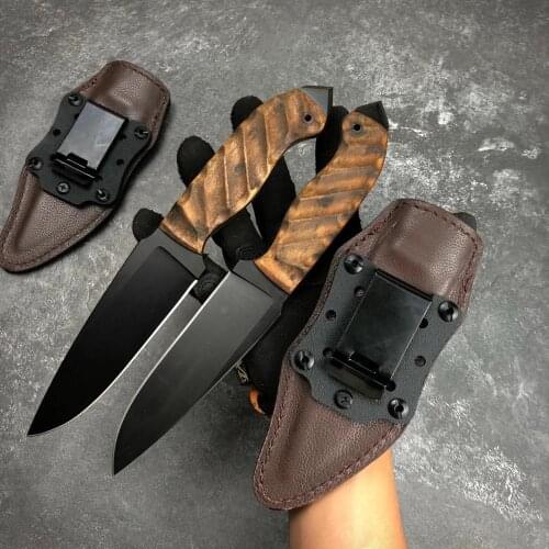 Fixed Blade Knife Stonewashed A2 Blade Wooden Handle Hunting Camp Survival Tactical Straight Knives Outdoor Knife tool