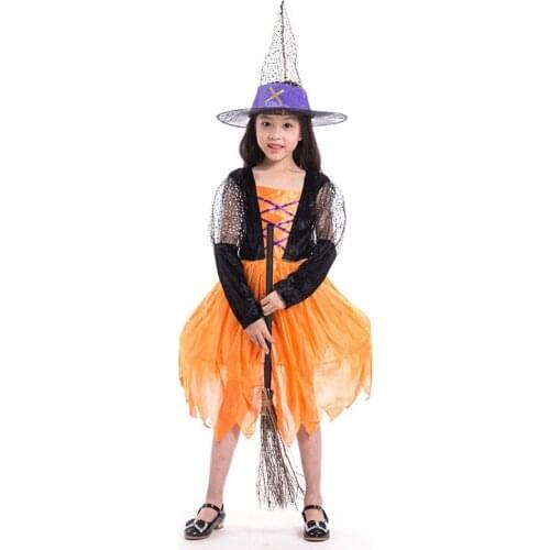 Halloween Adorable Girls Dress Witch Cosplay Christmas Children Kids Costume Stage Clothing